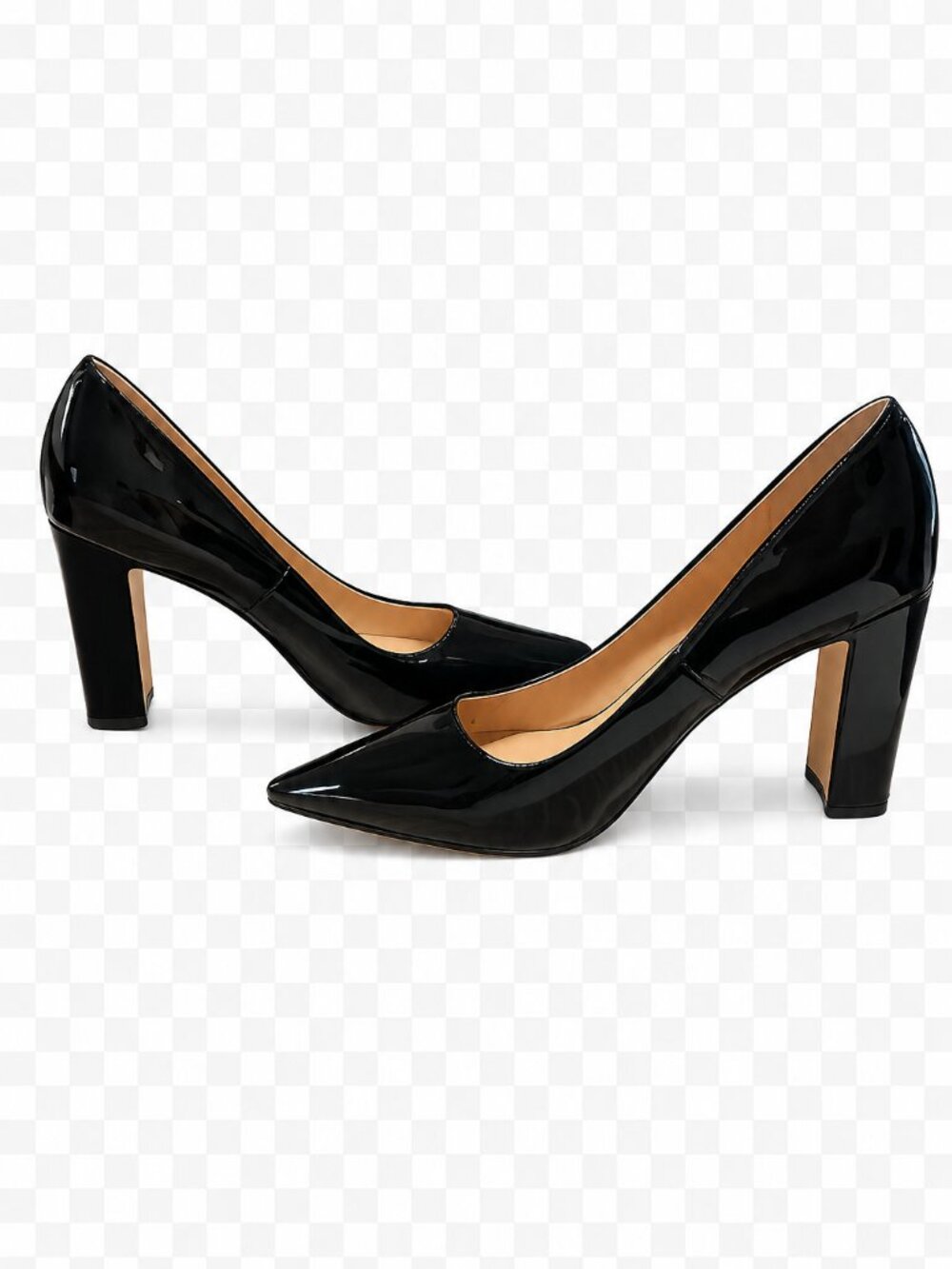 BeBe Black Patent Leather Block Heels Size 8.5